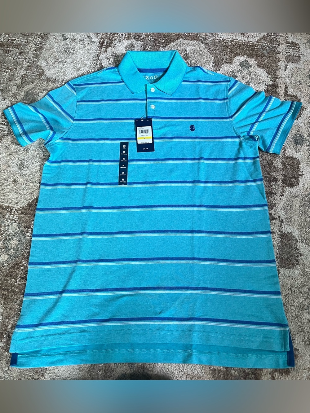Izod Teal Polo with Navy Stripe Detail